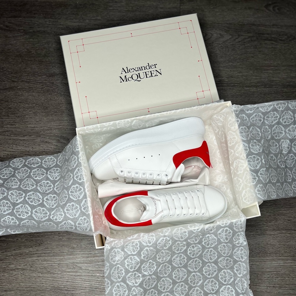 Alexander McQueen Oversized Sneakers size 8.5B/38EU White/Lust Red